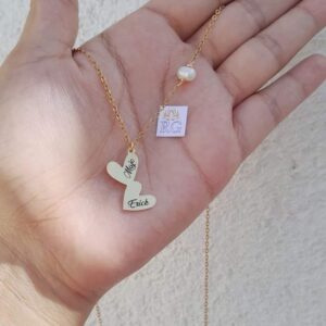 Collar de Corazones Personalizados en Latón con Baño de Oro