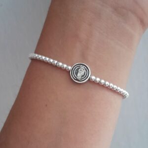 Pulsera de Bolitas con Dije San Judas Tadeo en Plata .925