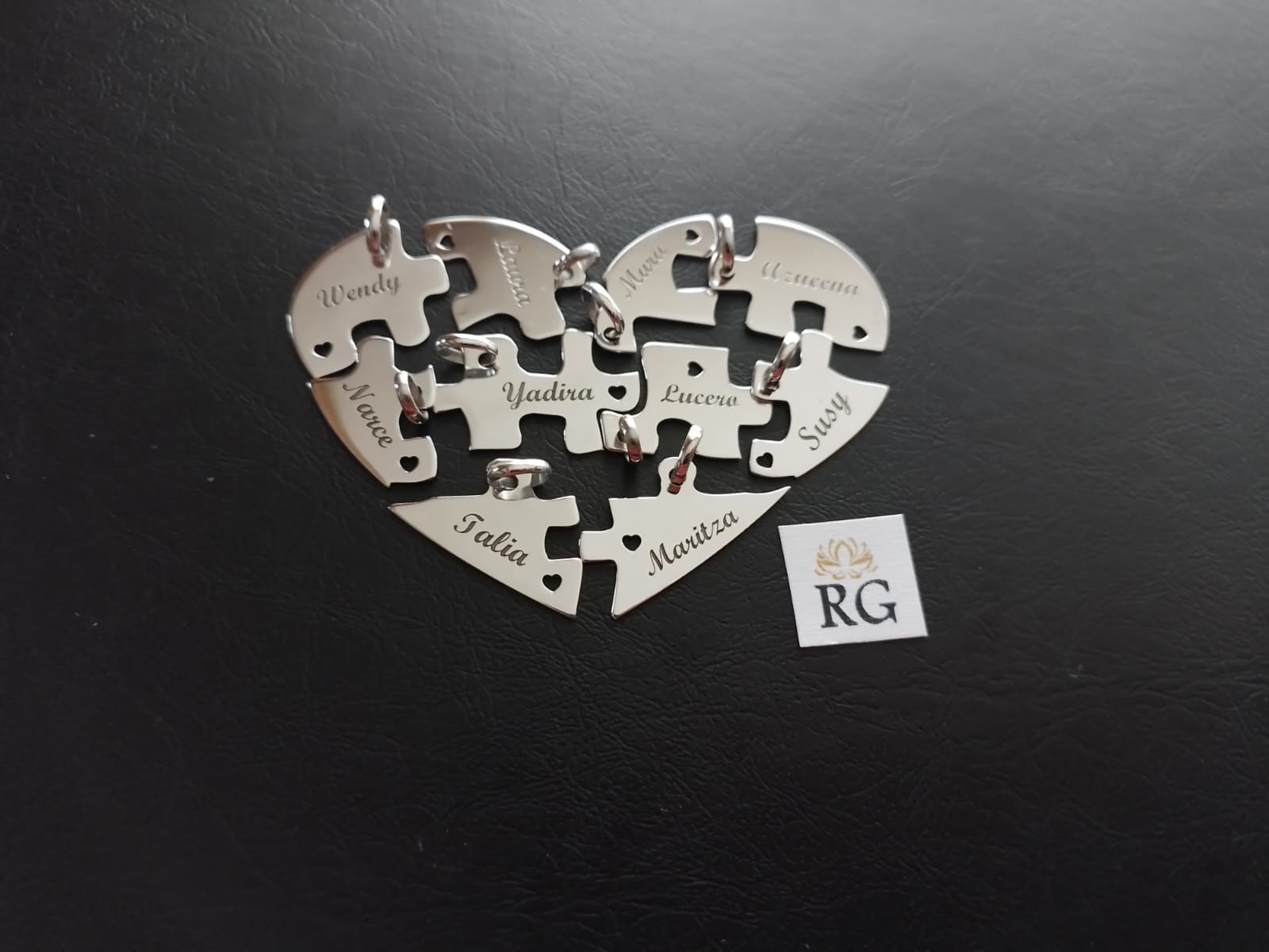 Collar de Corazón Rompecabezas en Plata .950 - Imagen 4