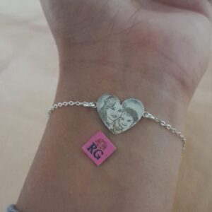 Pulsera de Corazón Fotograbado en Plata .950