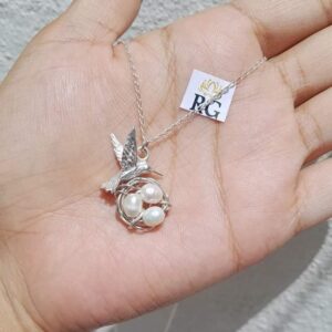 Collar de Colibrí y Nidito en Plata .925