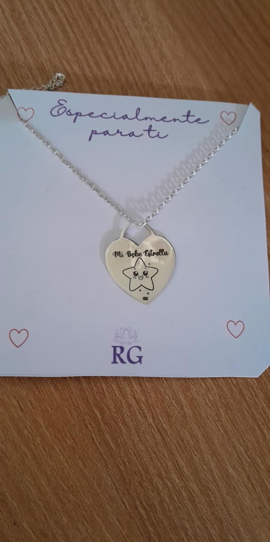 Collar de Corazón Bebé Estrella en Plata .950