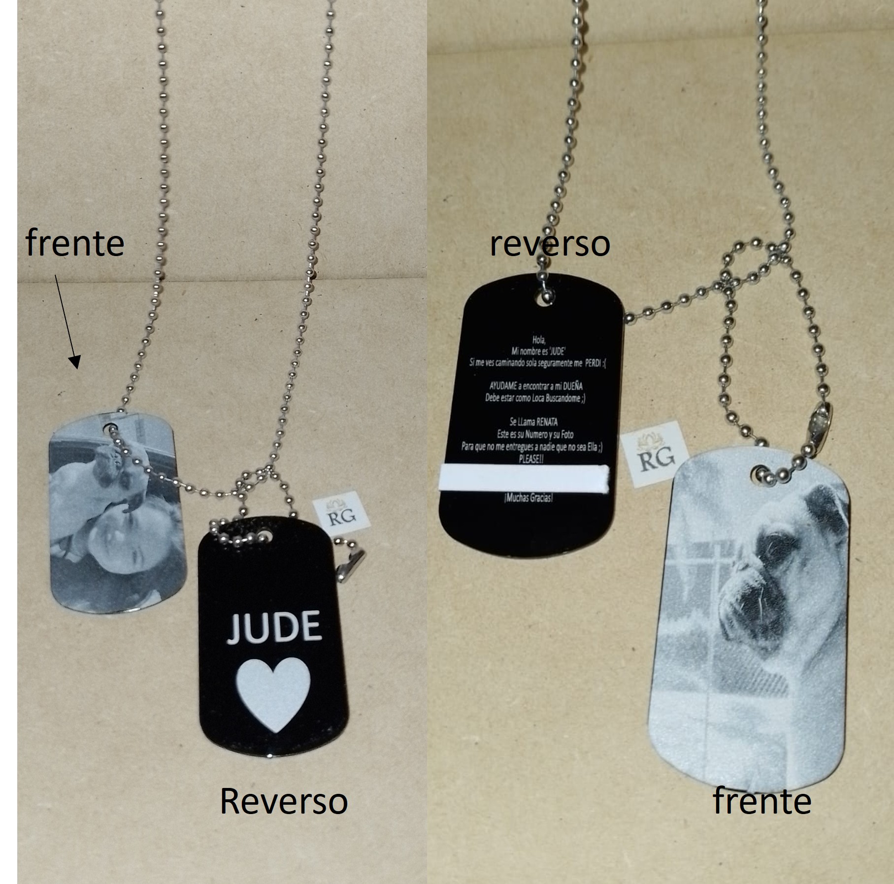 Llavero y Collar Fotograbado en Aluminio Anodizado