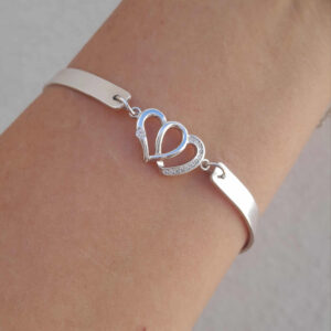 Brazalete de Corazón Doble en plata .950