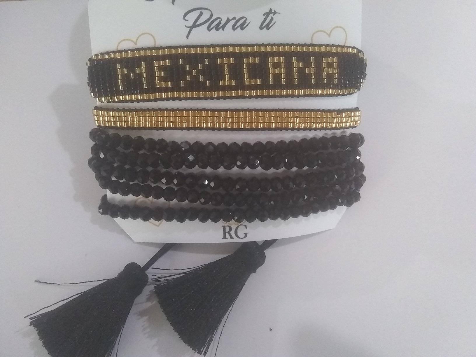 Set de Pulseras Personalizadas y Bordadas en Delicas Miyuki y Cristal - Imagen 2