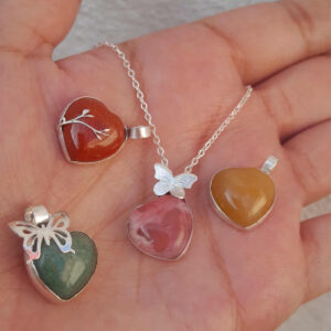 Collar de Corazón en Piedra Natural con Plata .950