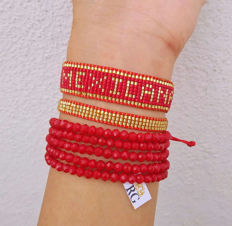 Set de Pulseras Personalizadas y Bordadas en Delicas Miyuki y Cristal