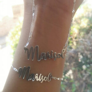Pulsera y Collar de Nombre Personalizado en Plata .950