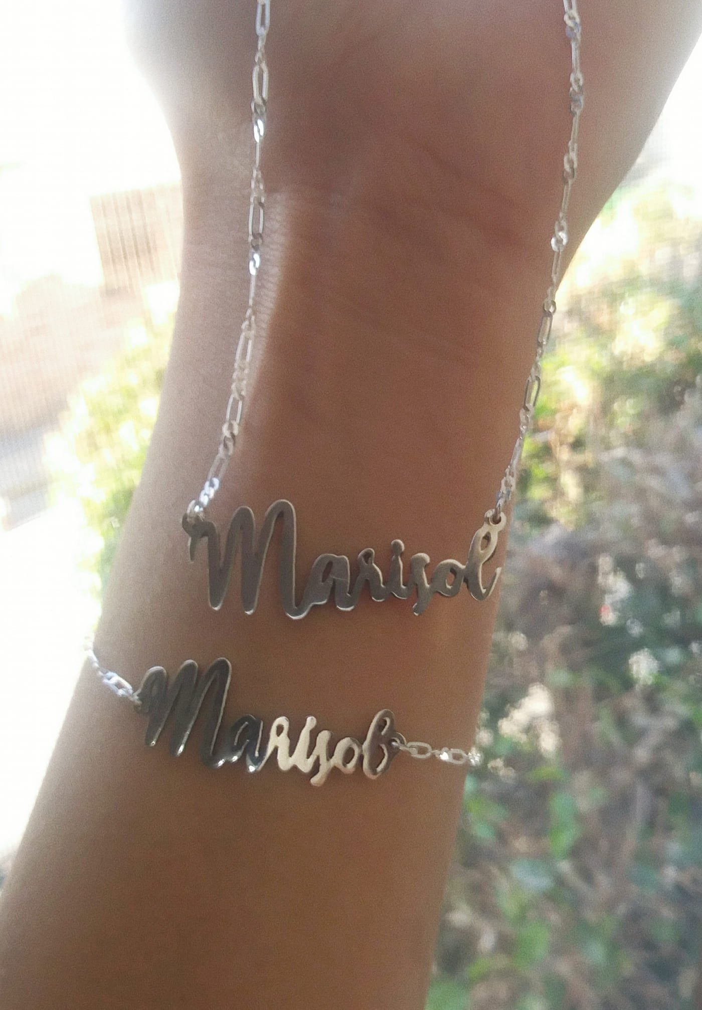 Pulsera y Collar de Nombre Personalizado en Plata .950