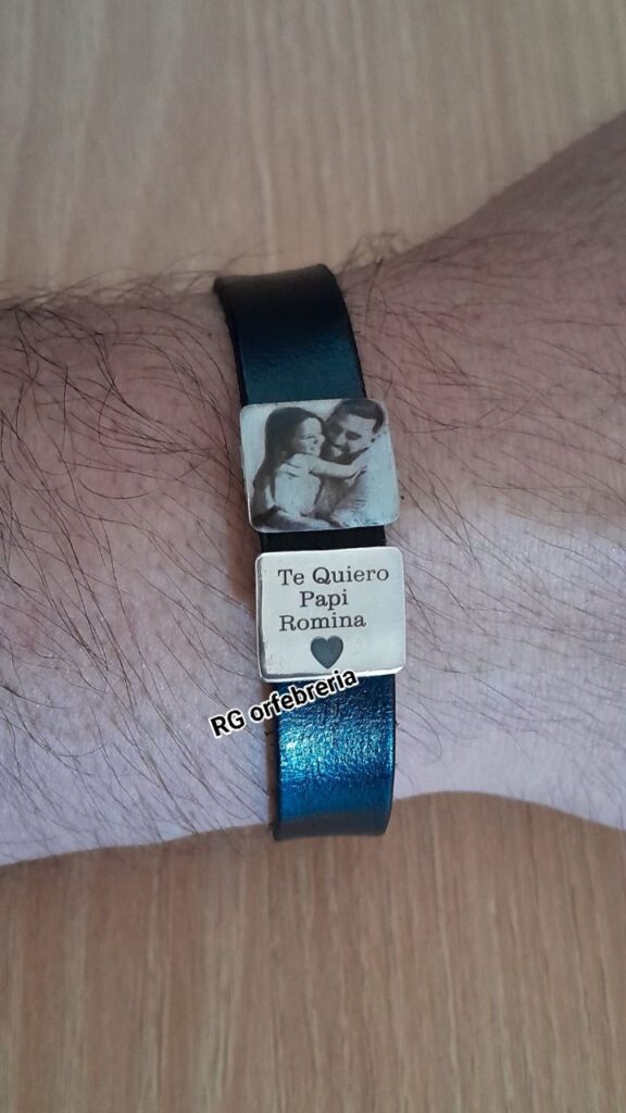 Pulsera  con Fotograbado y Placa con MSJ en Plata .950