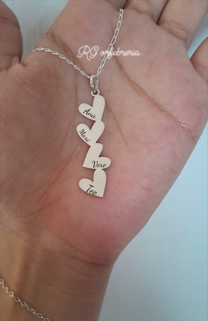 Collar de Corazones Personalizados en Plata .950