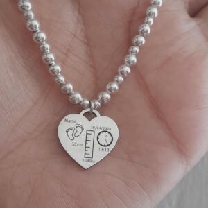 Pulsera de Bolitas y Corazón Personalizado en Plata .950