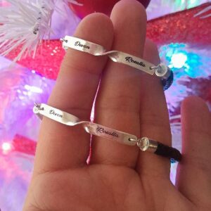 Pulseras Esclavas Curvadas Personalizadas para Parejas en Plata .925