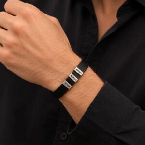Pulsera con Aros Personalizados en Plata .950 y Piel